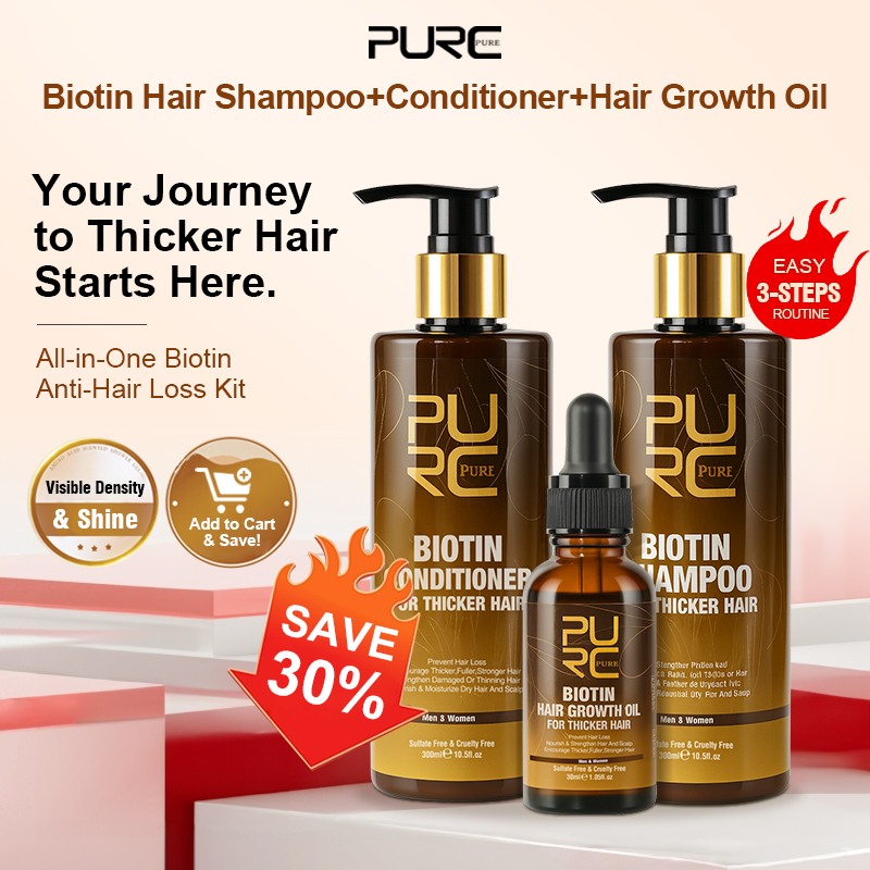 Keratin Treatment Set - Zestawy PURC Biotin: Olejek na porost